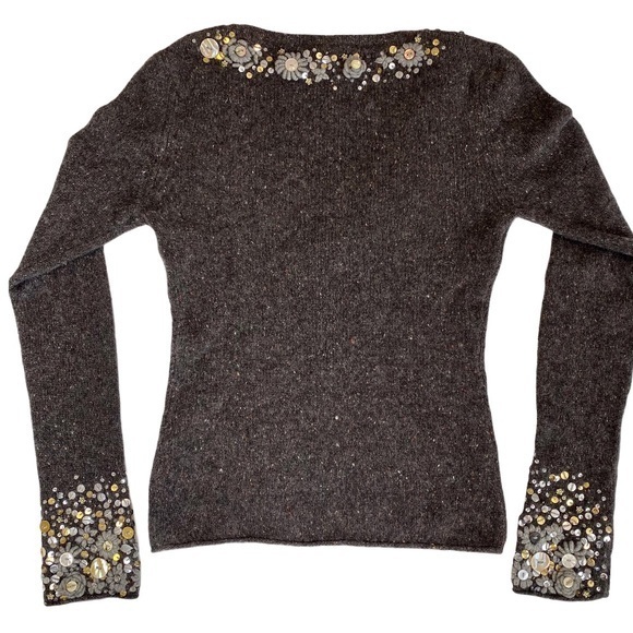 Subtle Luxury Cashmere Embellished V-Neck … - Picture 7 of 11